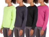 4 Pack: Women'S Dry-Fit Tech Stretch Long-Sleeve Athletic Workout T-Shirt (Available in plus Size)