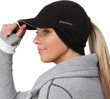Fleece Ponytail Hat with Drop down Ear Warmer | the Trailblazer Adventure Hat for Women