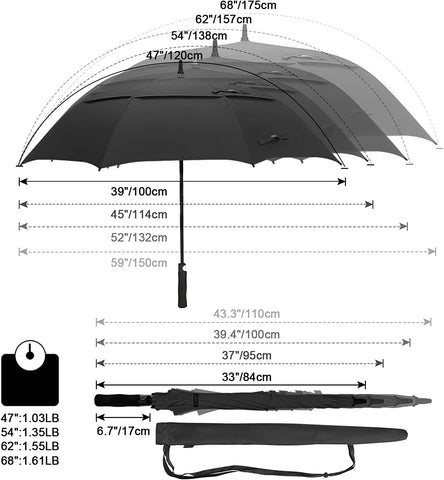 G4Free 54/62/68 Inch Automatic Open Golf Umbrella Extra Large