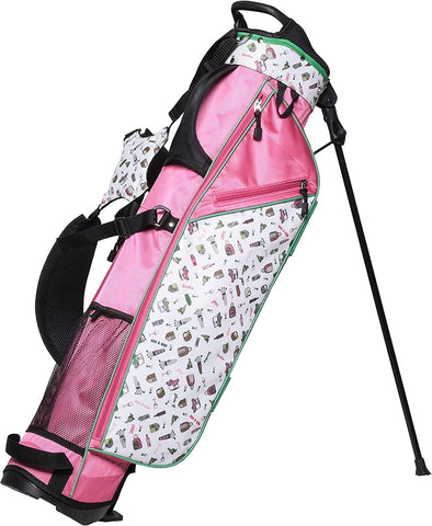 Exclusive Nine & Wine Mini Sunday Golf Bag for Women, Lightweight with Stand, 4-Way Divider, 3 Easy-Access Pockets, Pink (GBS180)