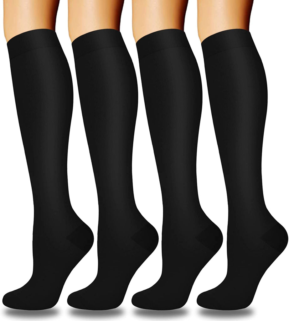 4 Pairs Copper Compression Socks for Women & Men Circulation 15-20