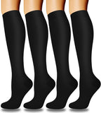 4 Pairs Copper Compression Socks for Women & Men Circulation 15-20 Mmhg - Best Support for Nurses, Running