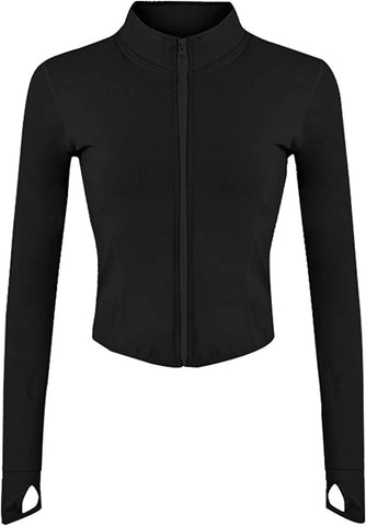 Gihuo Women'S Athletic Full Zip Lightweight Workout Jacket with Thumb Holes